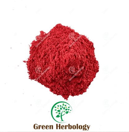 Bright red mica powder for cosmetic use