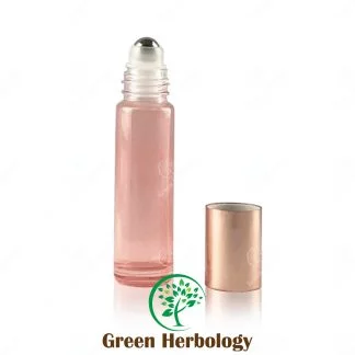 Pink Clear Glass Roller Bottle with Rose Gold Cap 10ML