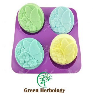 Butterfly & Flower Shape Silicone Mold for Handmade Soap with 4 cavities