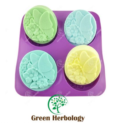Butterfly & Flower Shape Silicone Mold for Handmade Soap with 4 cavities