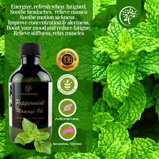 Peppermint Concentration Aromatherapy Massage Oil / Bath Oil / Body Oil