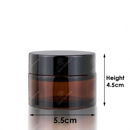 Amber Glass Jar With Insert Stopper & Plastic Black Cap 50G