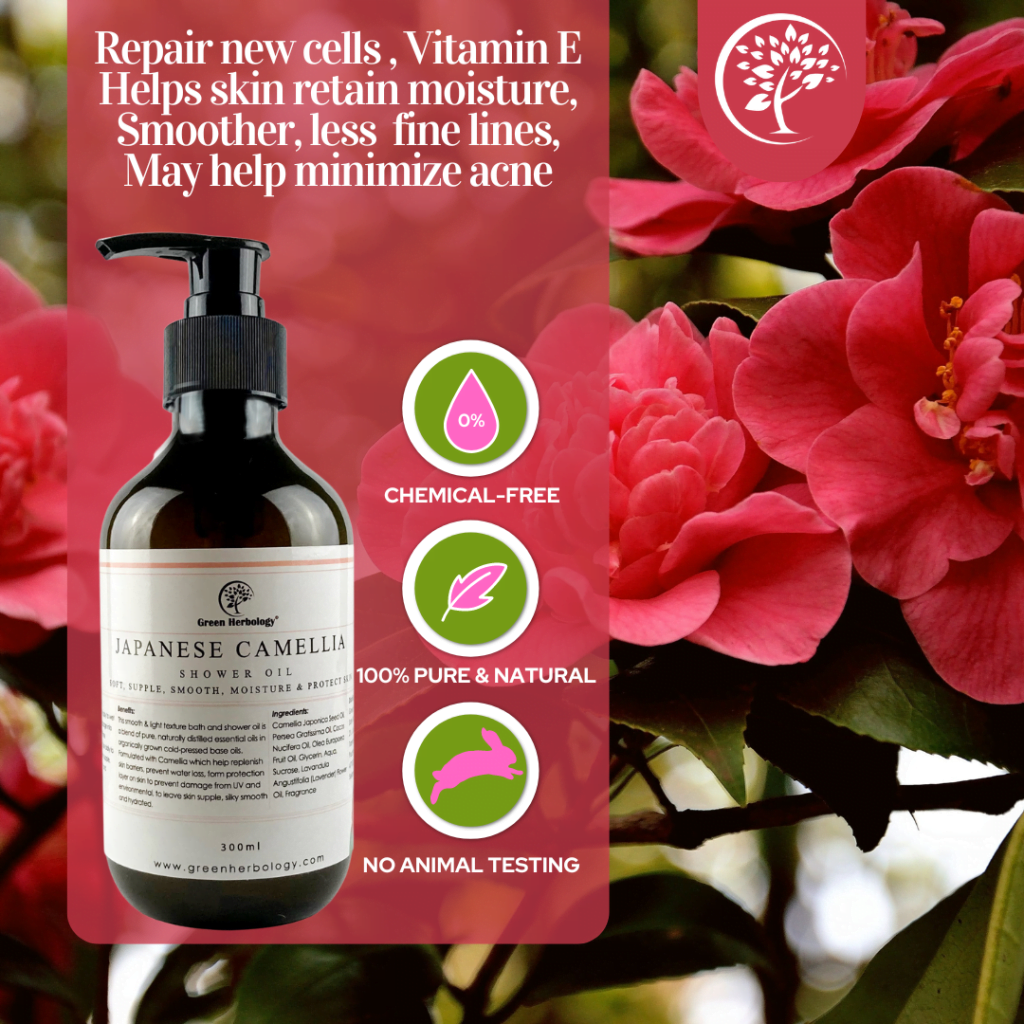 Japanese Camellia Shower Oil Nourishing & Relaxing Green Herbology