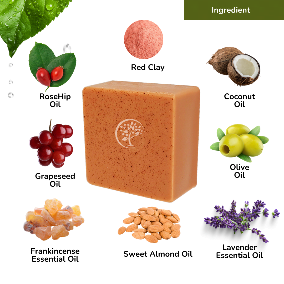 Red clay handmade soap for face & body 70G