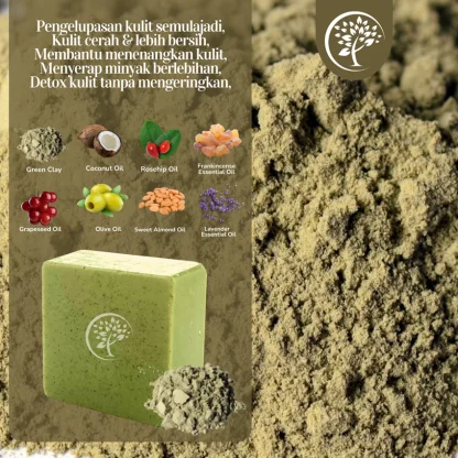 Green clay handmade soap for face & body 70G