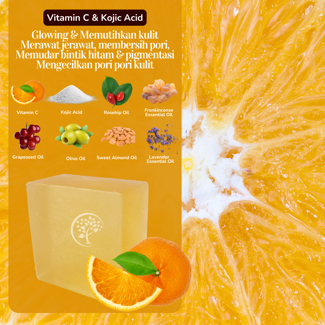 Natural Vitamin C Kojic Acid Soap Skin Lightening & Glowing 70g